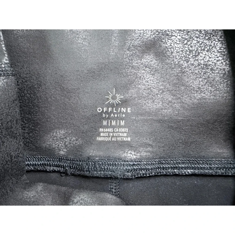 OFFLINE by Aerie Leggings Womens Medium Black Excellent‎ Cracked Foil High Waist